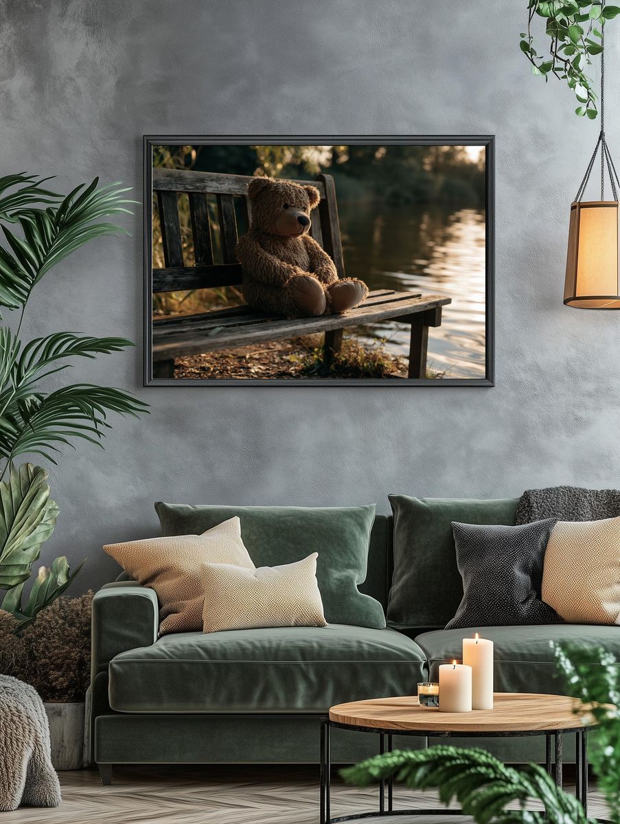 Teddy Bear by the Lake Photography Poster. — room view 4