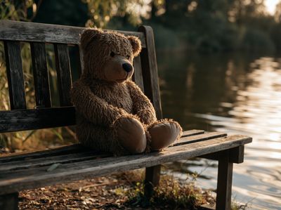 Teddy Bear by the Lake Photography Poster. poster