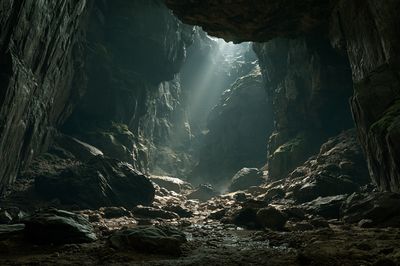 Misty Cave Light Photography Poster.