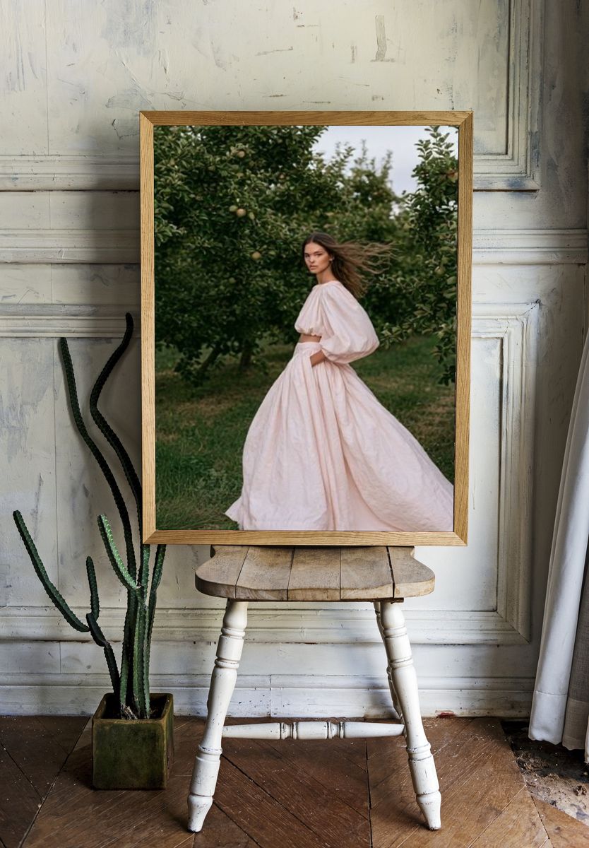 Woman in Orchard Fashion Poster. — room view 1