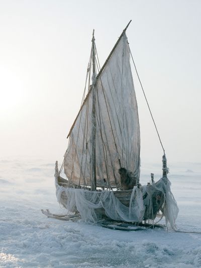 Frozen Sailboat Photography Poster.