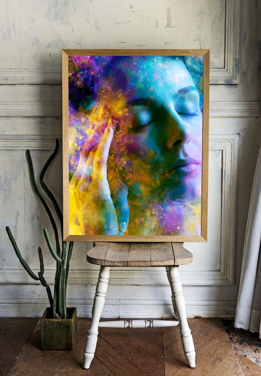 Dreaming Woman Color Splash Poster. room preview