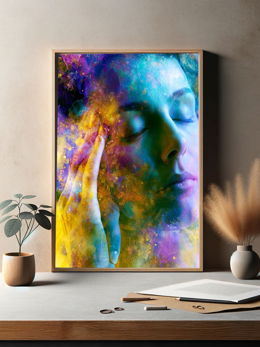 Dreaming Woman Color Splash Poster. — room view 2