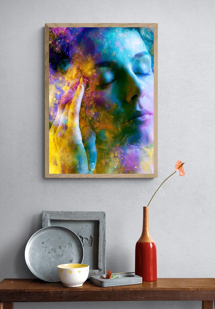 Dreaming Woman Color Splash Poster. — room view 3