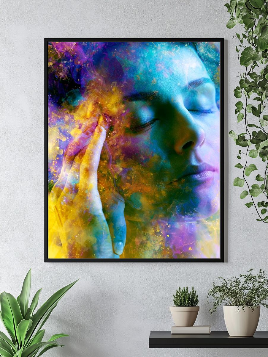 Dreaming Woman Color Splash Poster. — room view 4