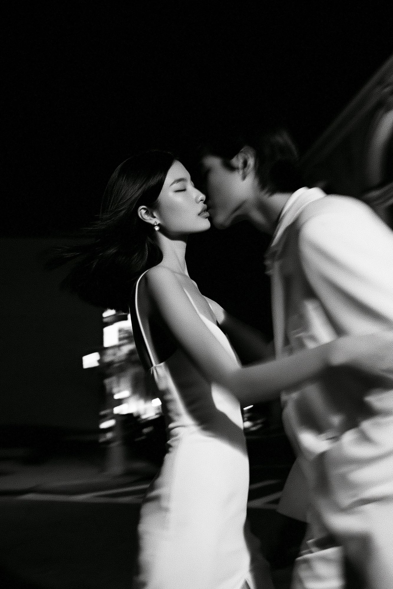 Romantic Kiss Black-White Poster. poster detail