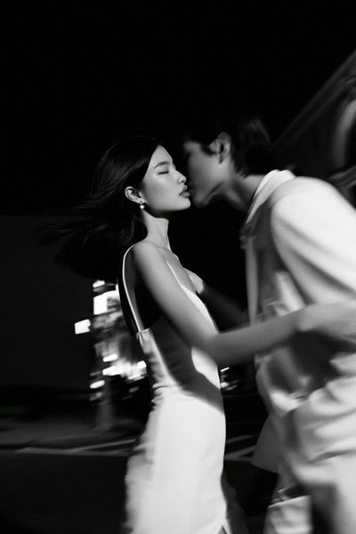 Romantic Kiss Black-White Poster.