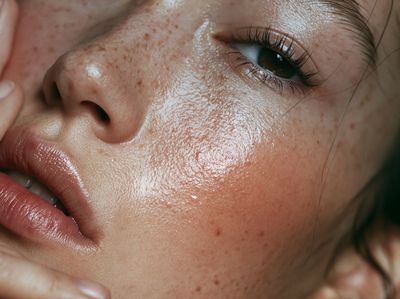 Freckled Face Close-Up Photography Poster. poster