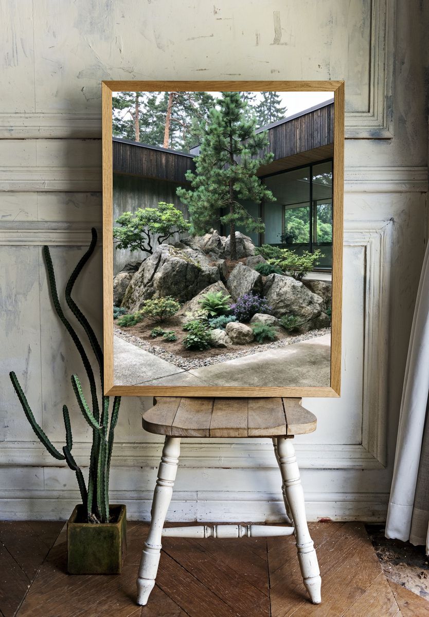 Zen Garden Courtyard Photography Poster. room preview