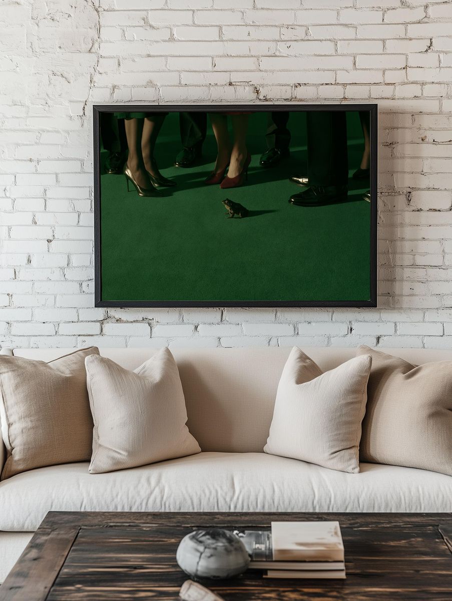 Surreal Frog Crowd Photography Poster. room preview