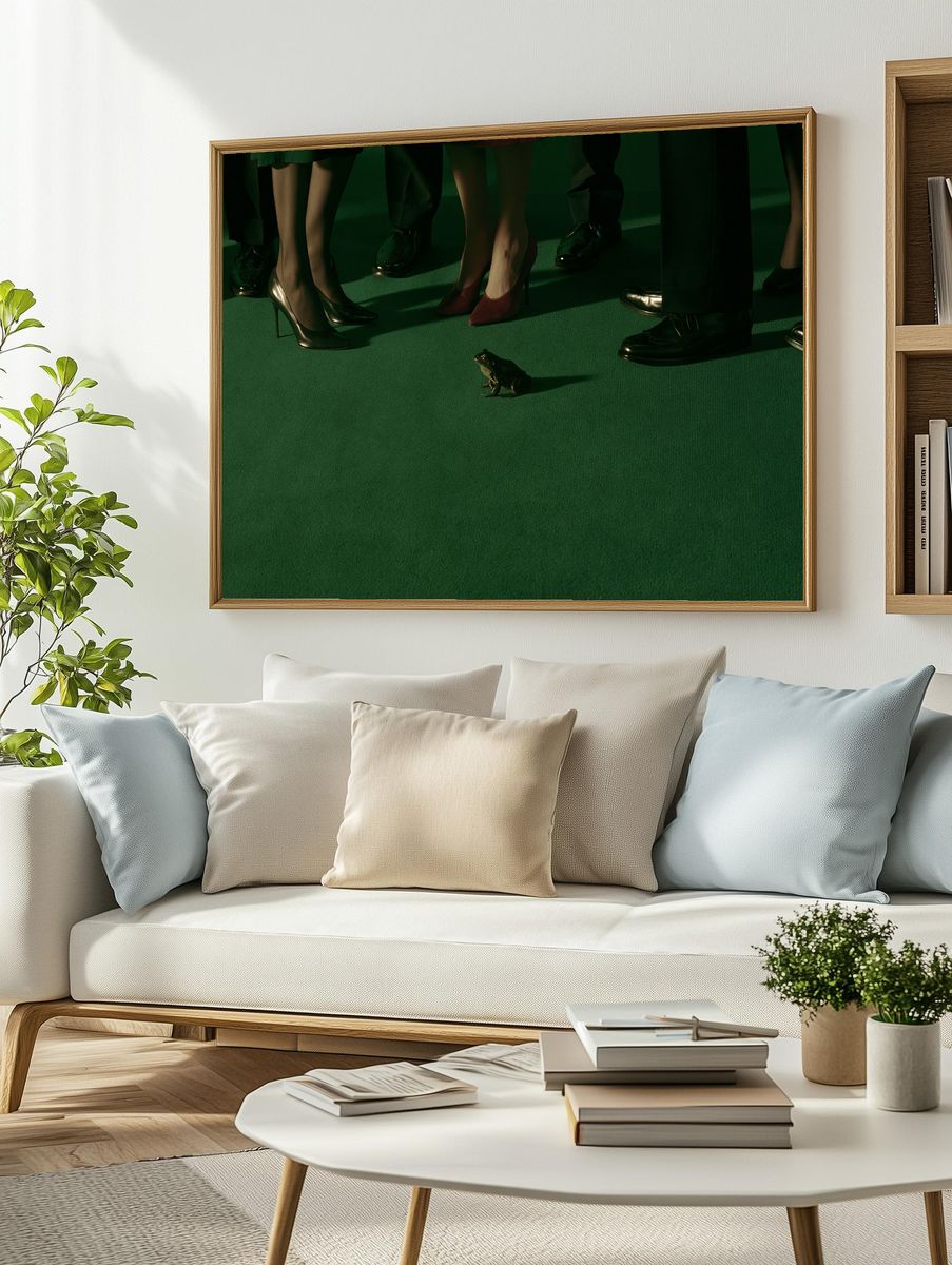 Surreal Frog Crowd Photography Poster. — room view 2