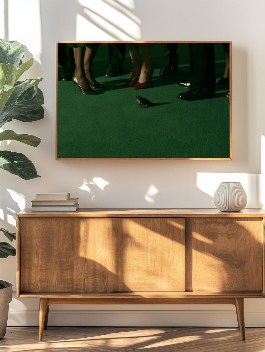 Surreal Frog Crowd Photography Poster. — room view 3