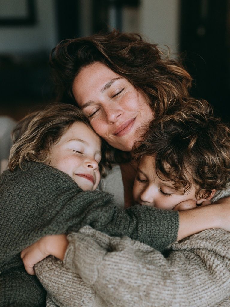 Mother and Children Embrace Photography Poster. poster — photography art