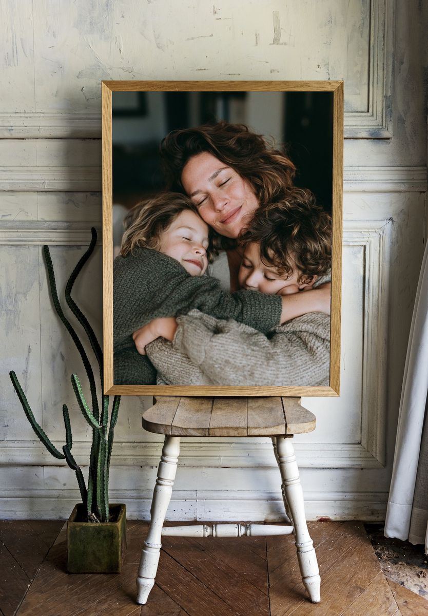 Mother and Children Embrace Photography Poster. room preview