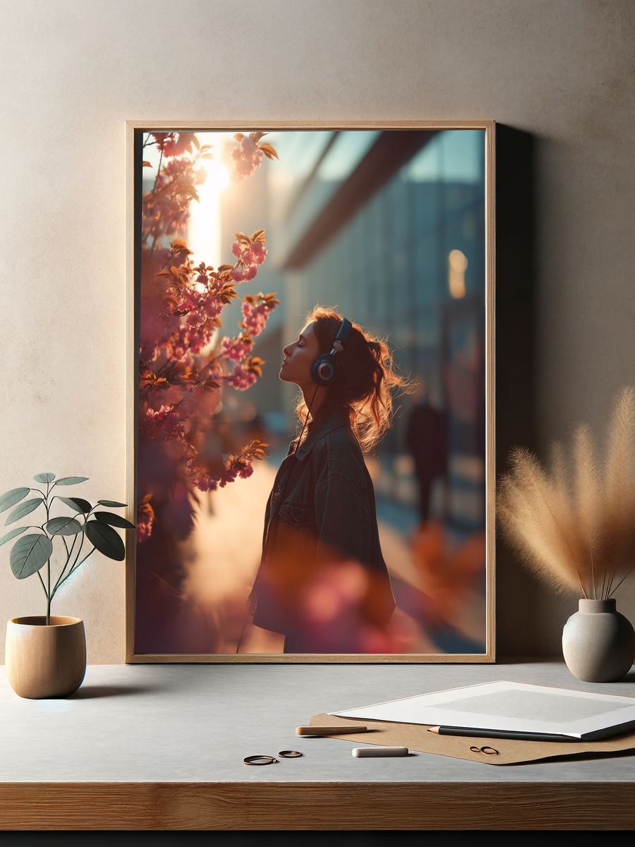 Sunlit Blossom Portrait Photography Poster. — room view 2