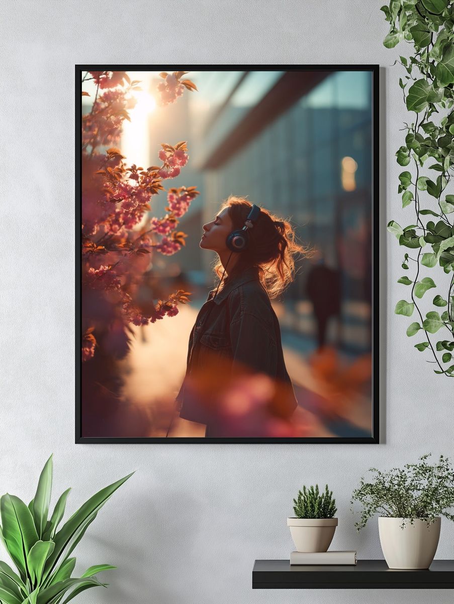 Sunlit Blossom Portrait Photography Poster. — room view 4