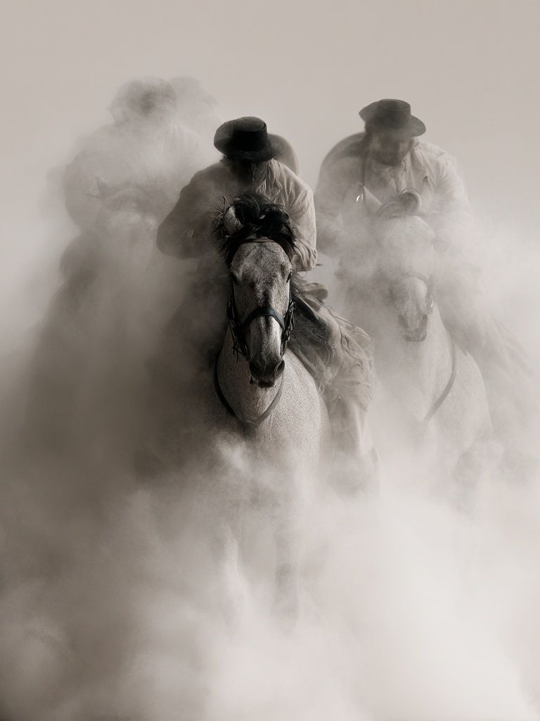 Dusty Horse Riders Photography Poster. poster detail