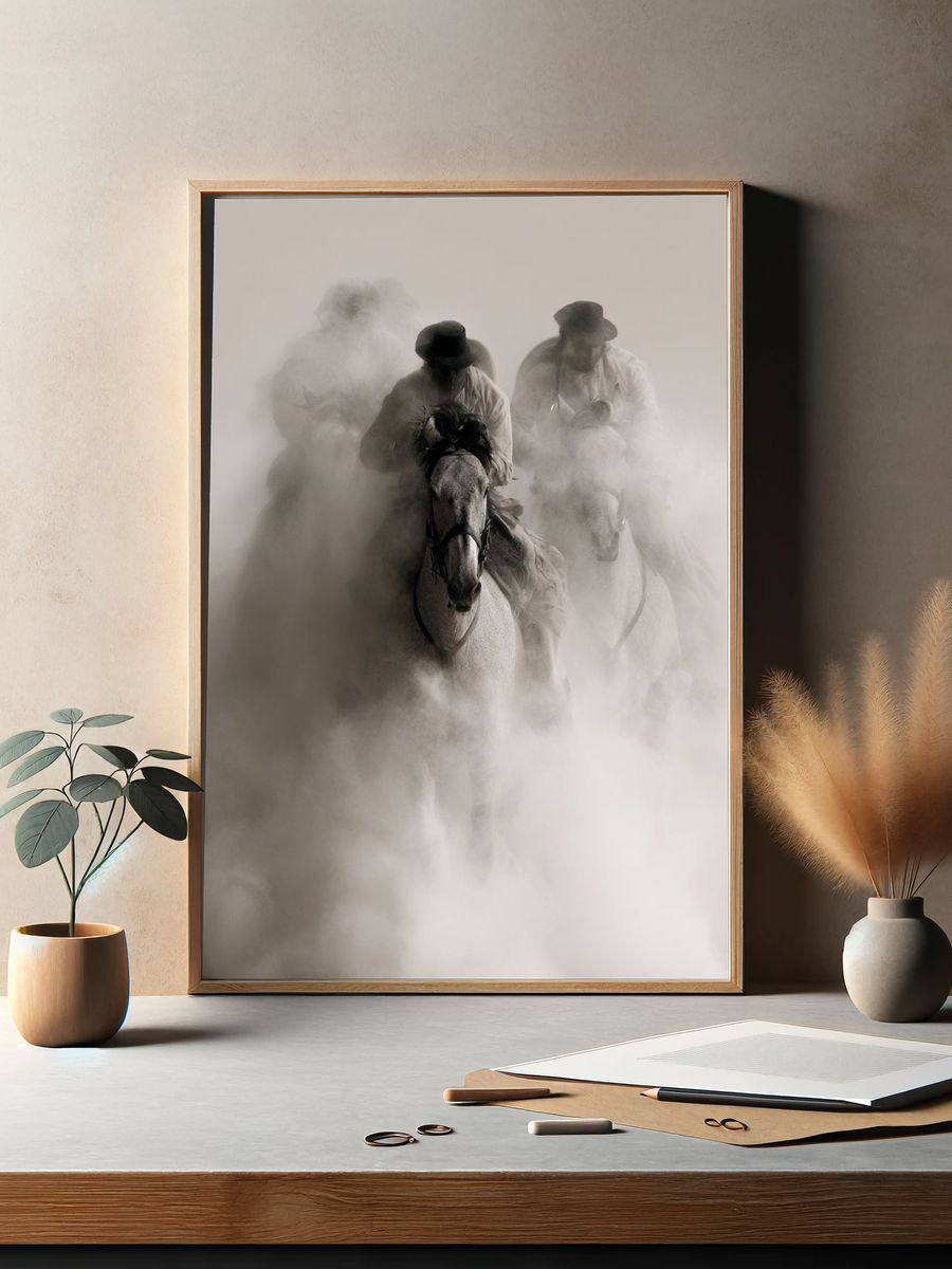 Dusty Horse Riders Photography Poster. — room view 2