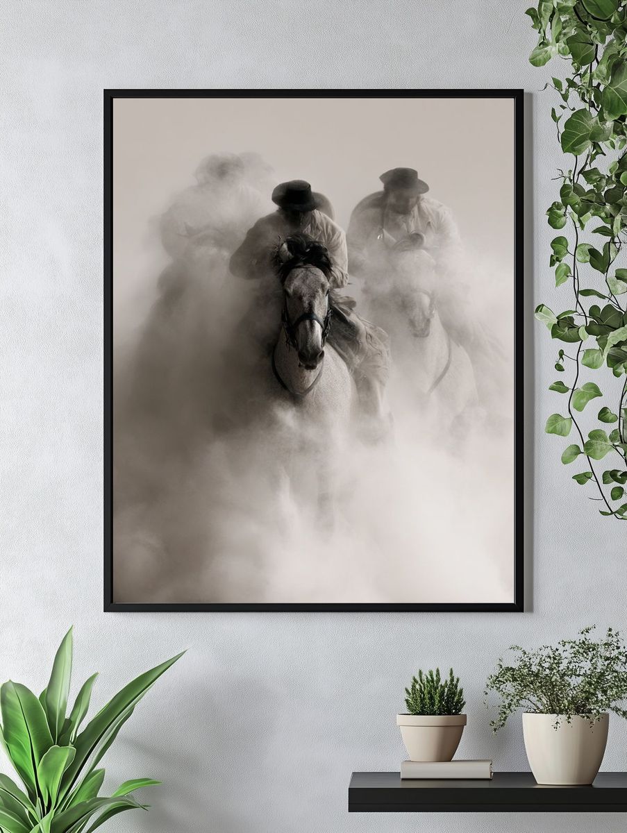 Dusty Horse Riders Photography Poster. — room view 4