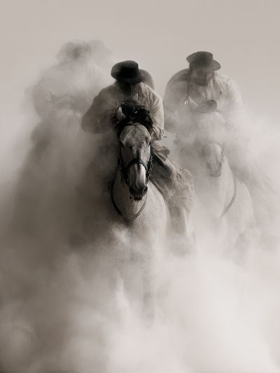 Dusty Horse Riders Photography Poster. poster
