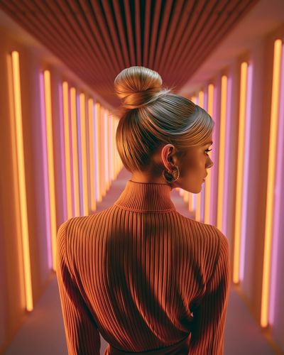 Neon Corridor Portrait Print.