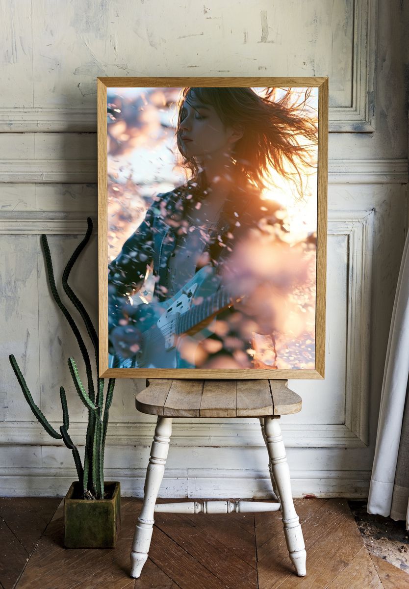 Dreamy Guitar Portrait Photography Poster. room preview