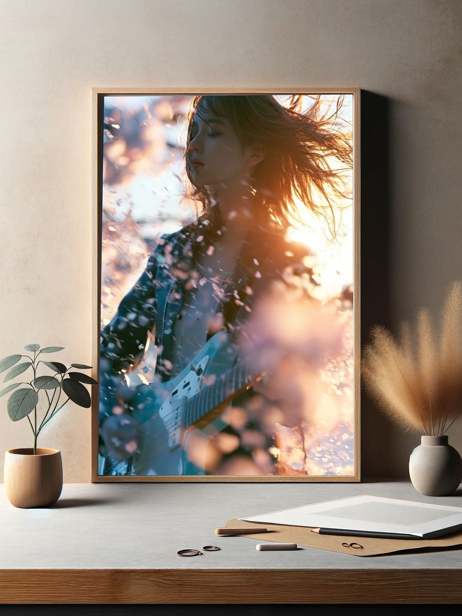 Dreamy Guitar Portrait Photography Poster. — room view 2