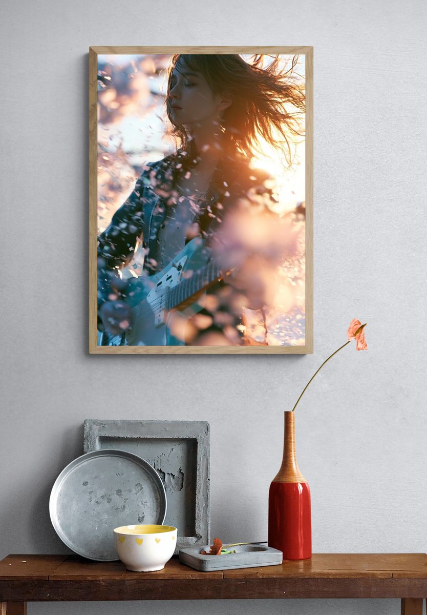 Dreamy Guitar Portrait Photography Poster. — room view 3