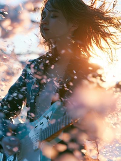 Dreamy Guitar Portrait Photography Poster.