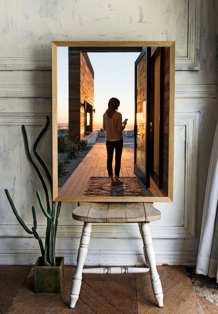 Sunset Terrace Woman Photography Poster. room preview