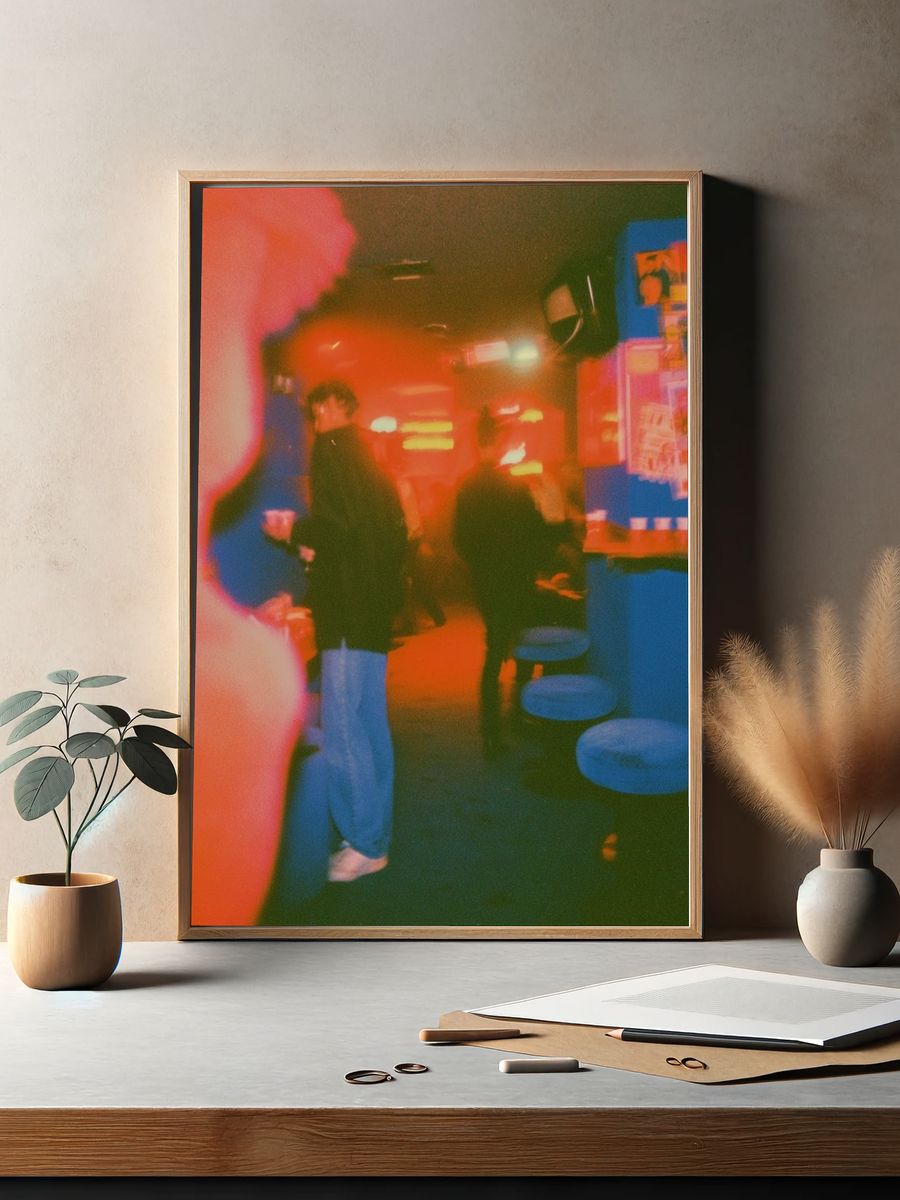 Neon Club Scene Photography Poster. — room view 2