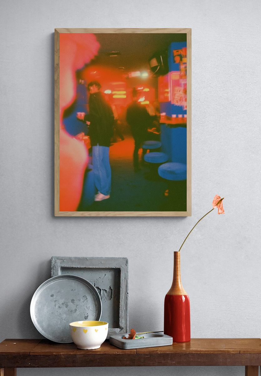 Neon Club Scene Photography Poster. — room view 3