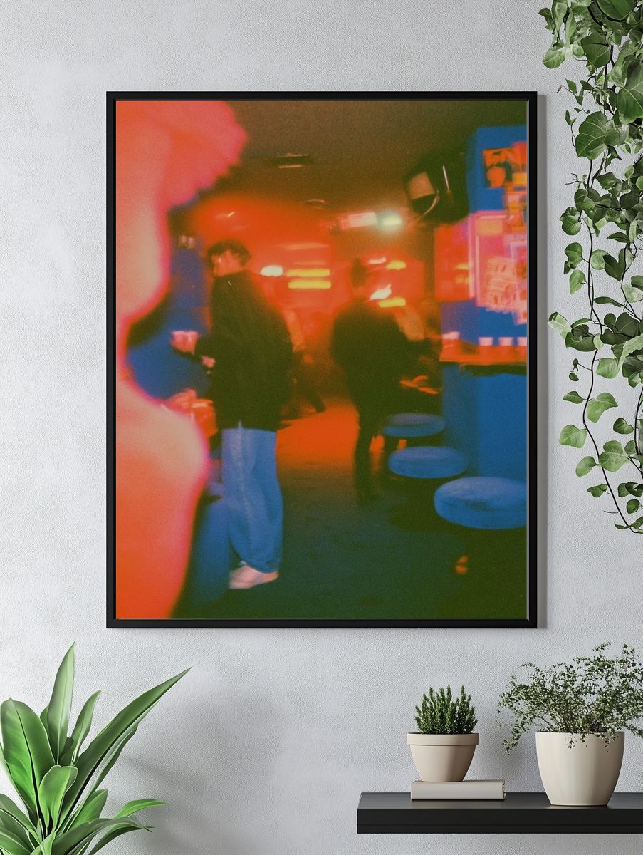 Neon Club Scene Photography Poster. — room view 4