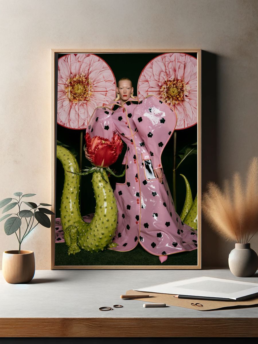 Man in Beret Drinking Water Poster. — room view 2
