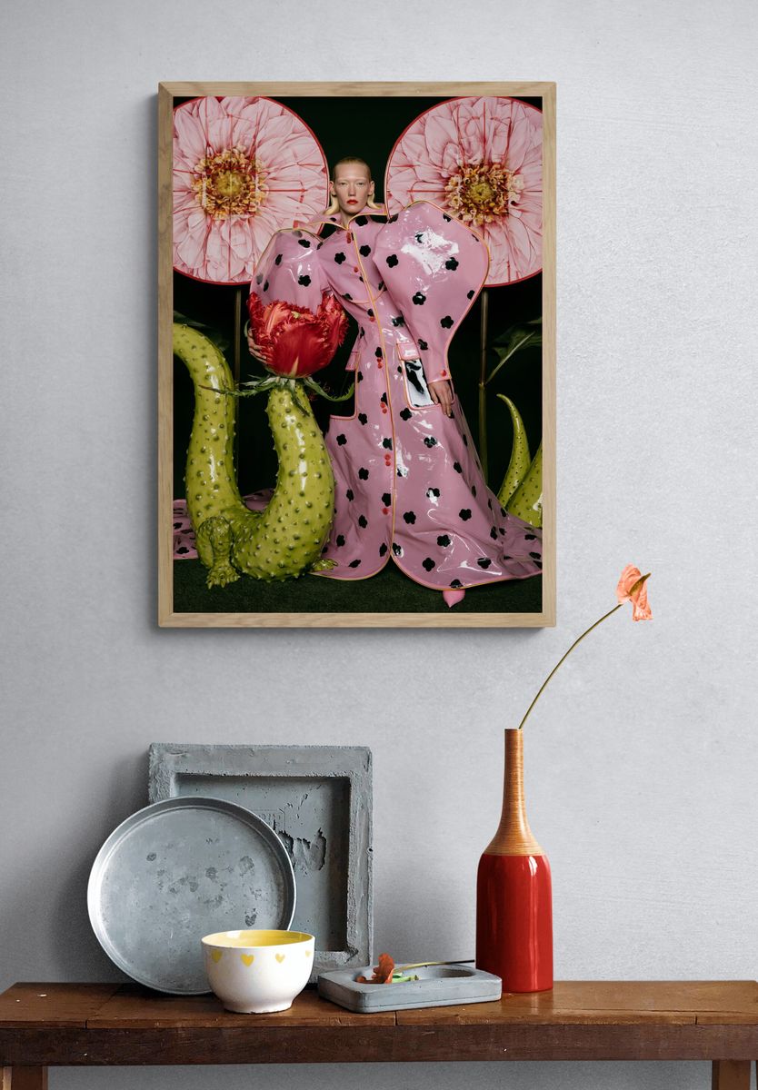Man in Beret Drinking Water Poster. — room view 3