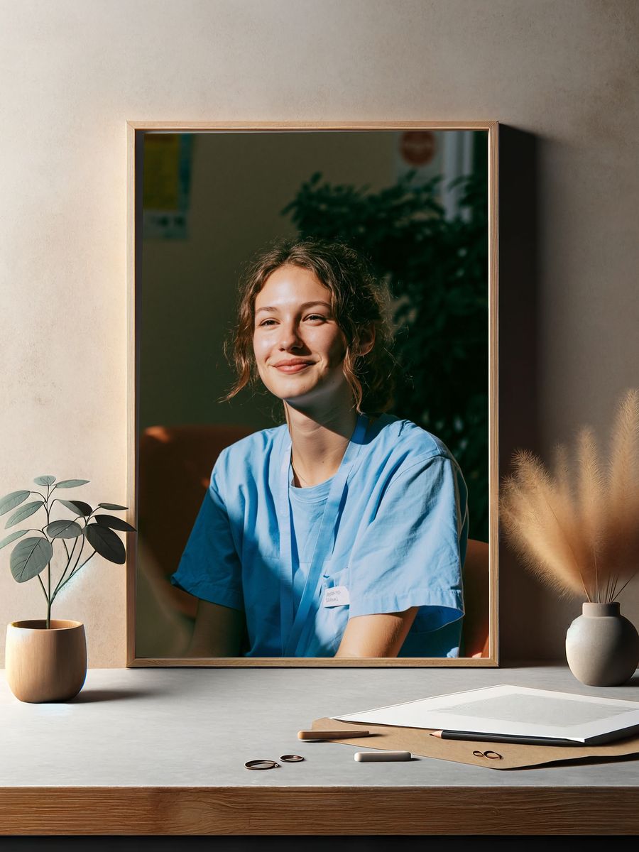 Smiling Nurse Portrait Poster. — room view 2