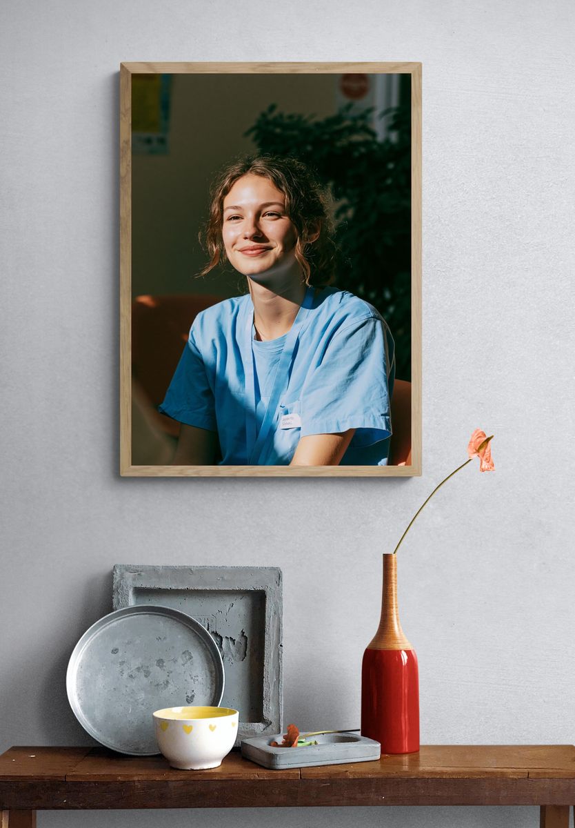 Smiling Nurse Portrait Poster. — room view 3