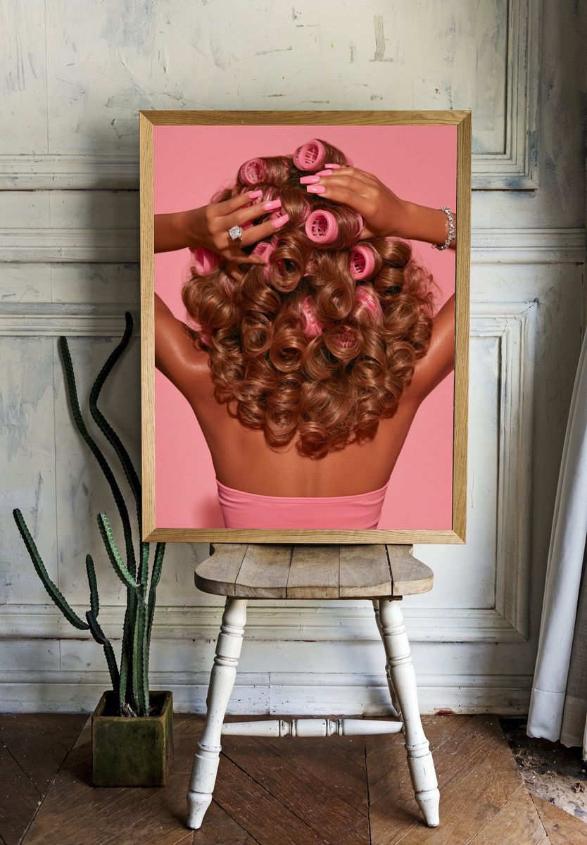 Pink Curlers Fashion Photography Poster. room preview