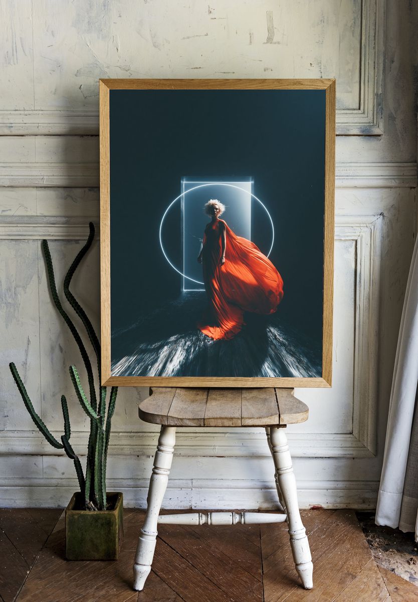 Red Gown Portrait Photography Poster. room preview