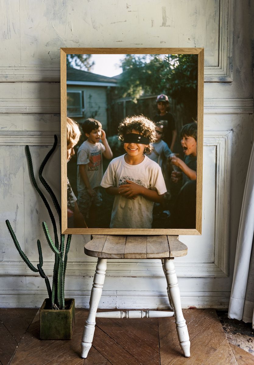 Blindfolded Kids Party Photography Poster. — room view 1