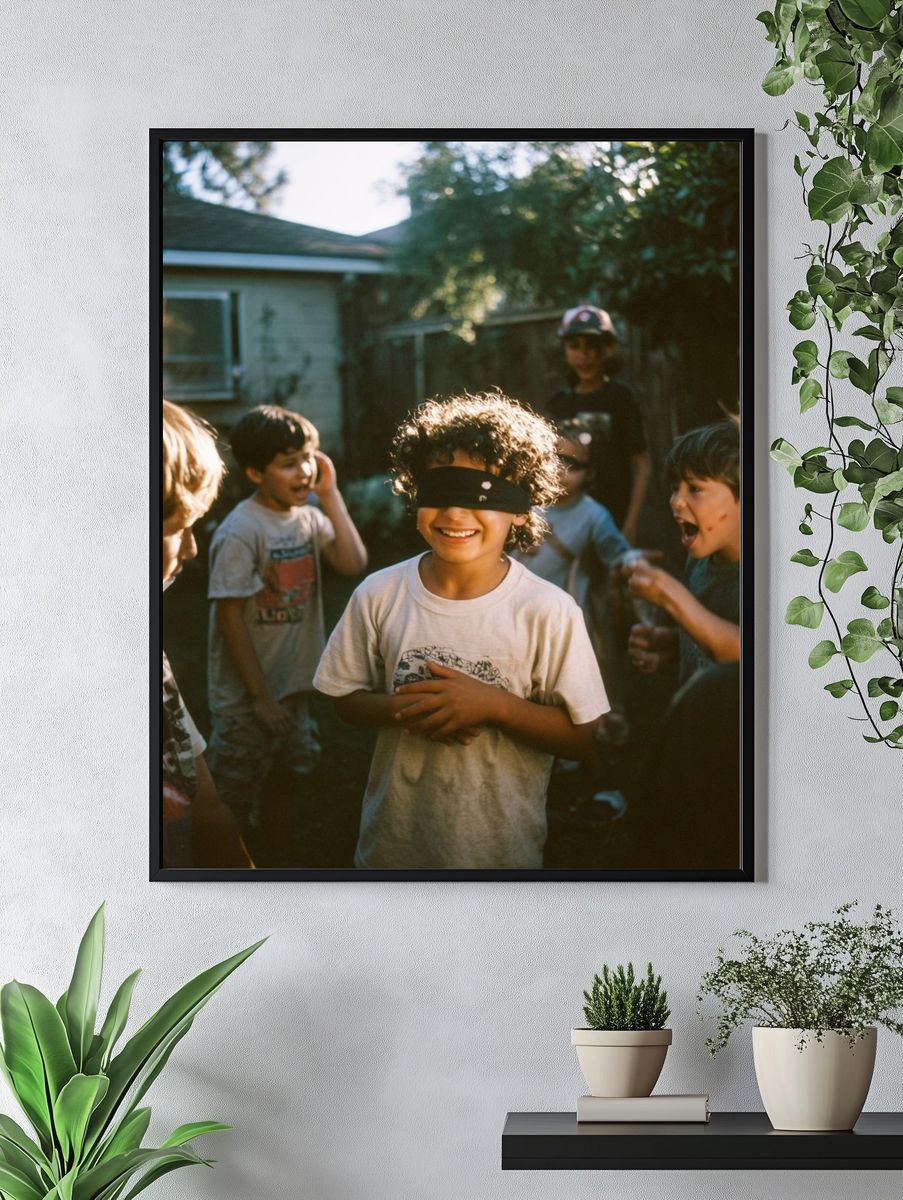 Blindfolded Kids Party Photography Poster. — room view 4