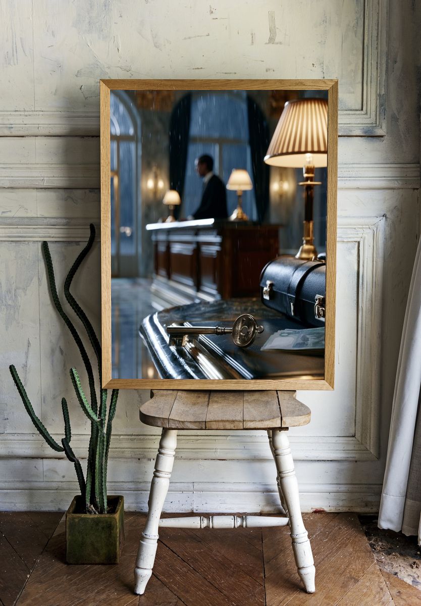 Luxury Hotel Key and Briefcase Photography Poster. room preview