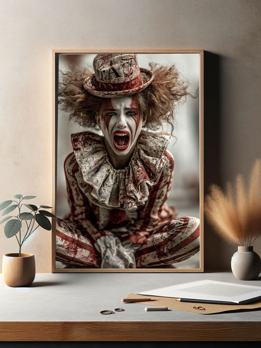 Creepy Clown Portrait Print. — room view 2