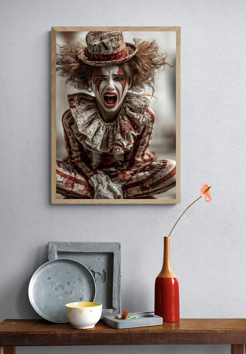 Creepy Clown Portrait Print. — room view 3