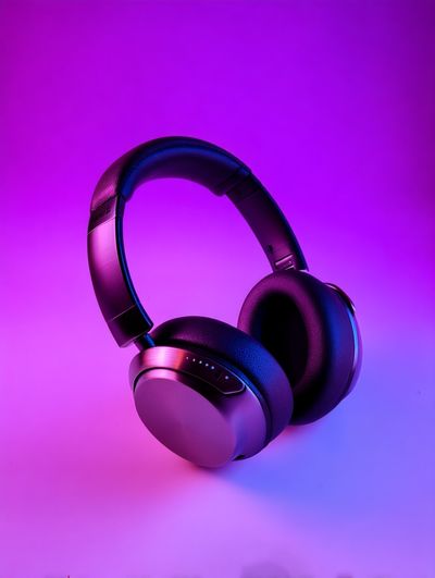 Neon Headphones Photography Poster. poster print