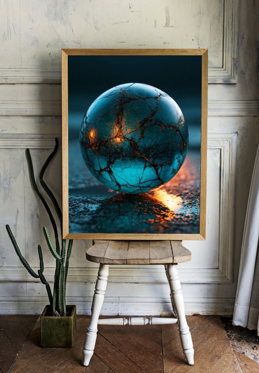 Cracked Glass Orb Photography Poster. room preview