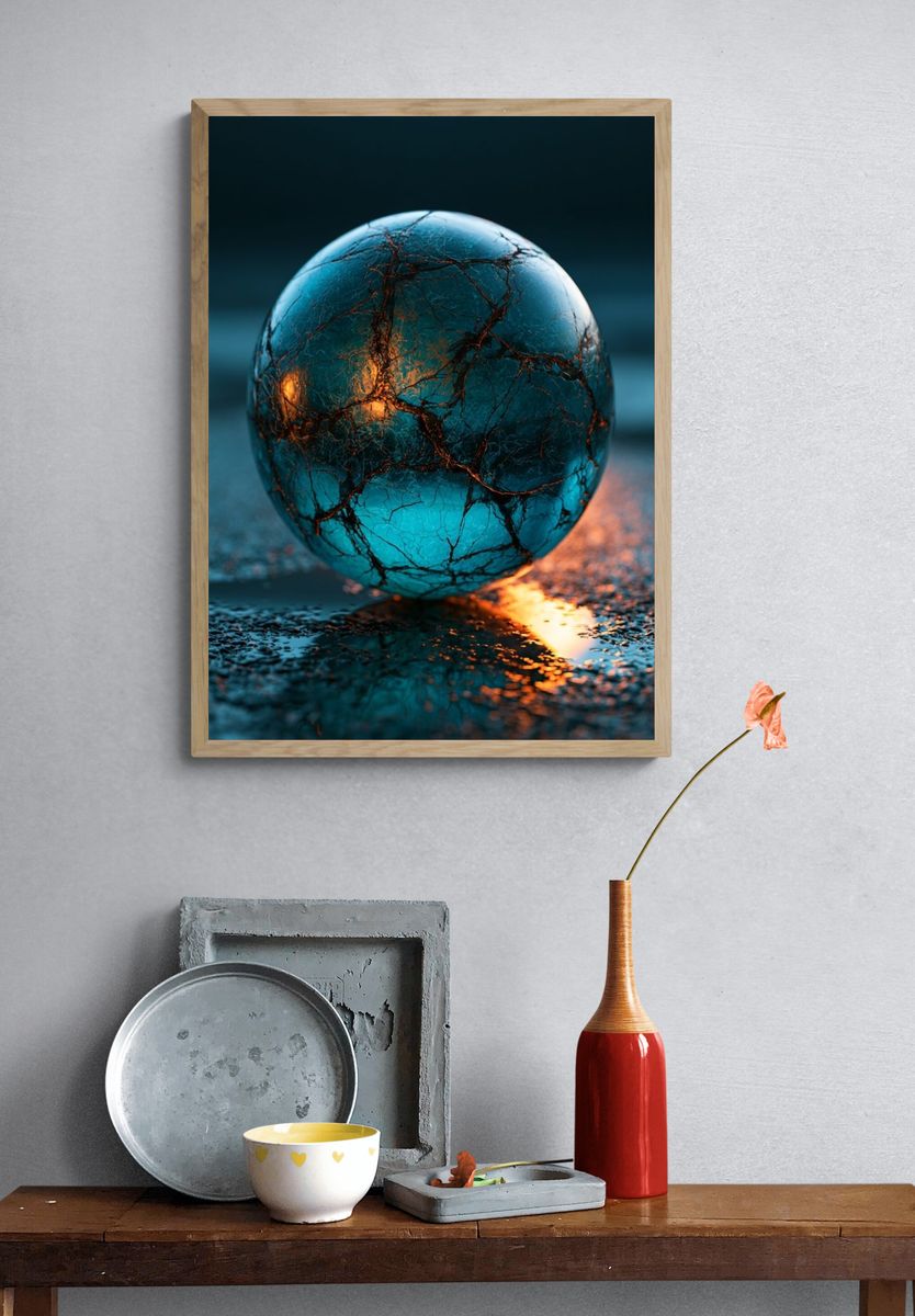 Cracked Glass Orb Photography Poster. — room view 3