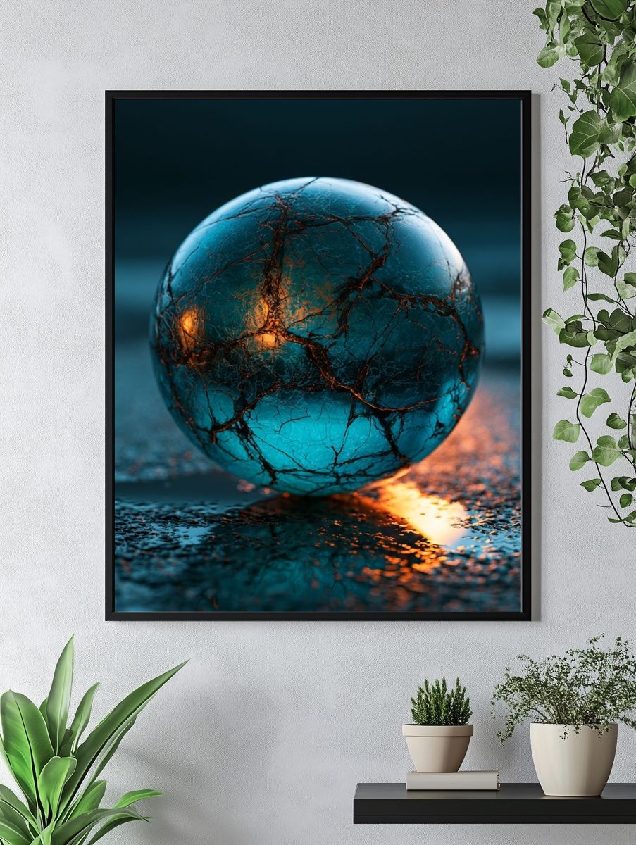 Cracked Glass Orb Photography Poster. — room view 4
