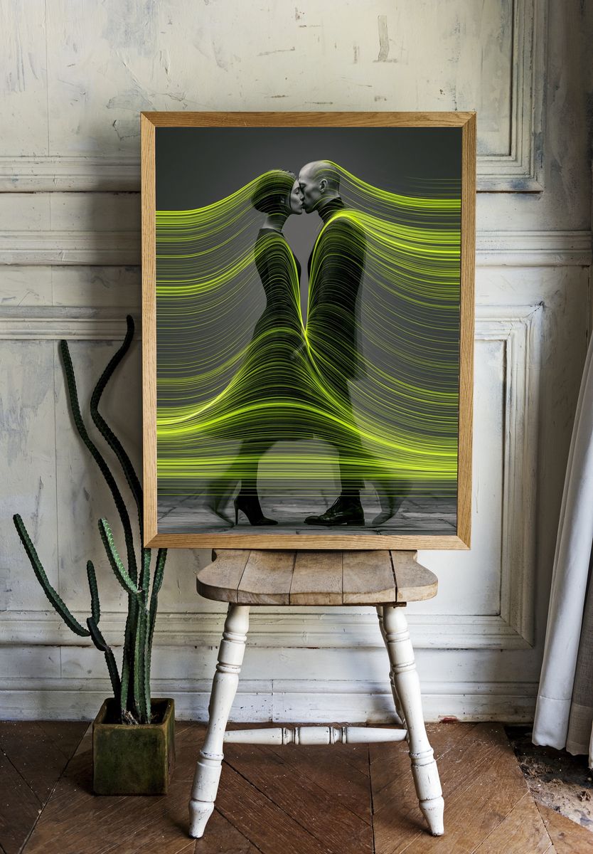 Neon Kiss Fashion Photography Poster. room preview