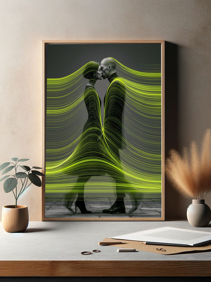 Neon Kiss Fashion Photography Poster. — room view 2